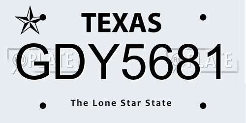 GDY5681 Texas License Plate