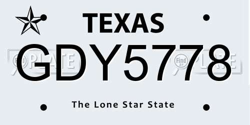 GDY5778 Texas License Plate