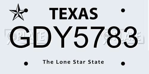 GDY5783 Texas License Plate