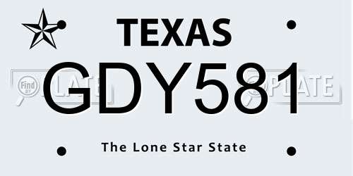 GDY581 Texas License Plate