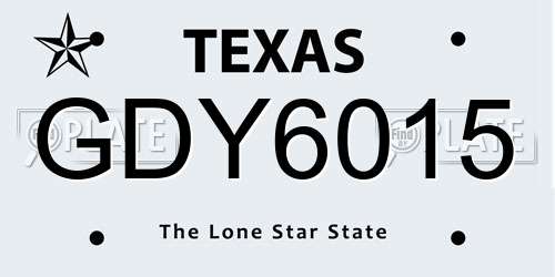GDY6015 Texas License Plate
