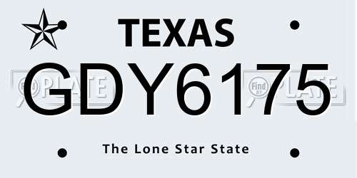 GDY6175 Texas License Plate