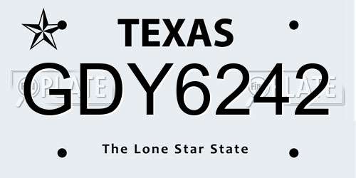 GDY6242 Texas License Plate