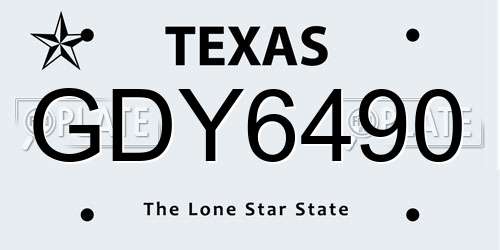 GDY6490 Texas License Plate