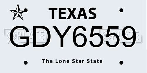 GDY6559 Texas License Plate