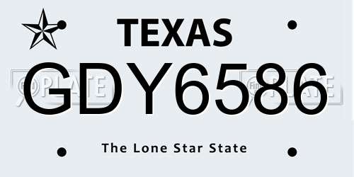 GDY6586 Texas License Plate