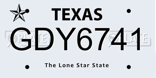 GDY6741 Texas License Plate