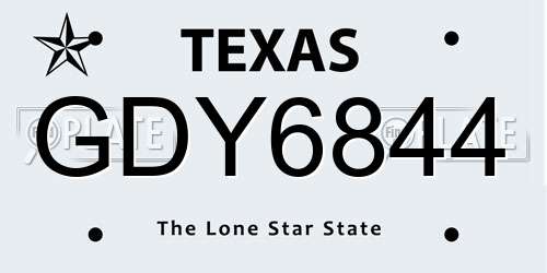 GDY6844 Texas License Plate