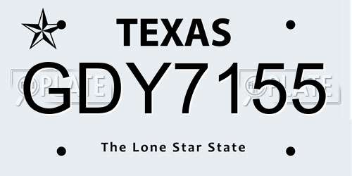 GDY7155 Texas License Plate