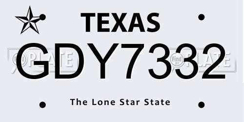 GDY7332 Texas License Plate