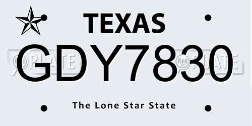 GDY7830 Texas License Plate