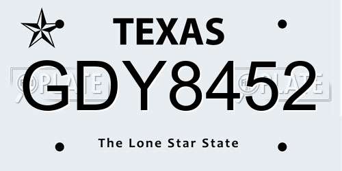 GDY8452 Texas License Plate