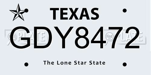 GDY8472 Texas License Plate