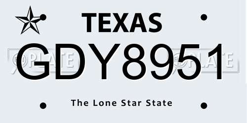 GDY8951 Texas License Plate