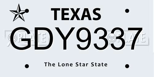 GDY9337 Texas License Plate