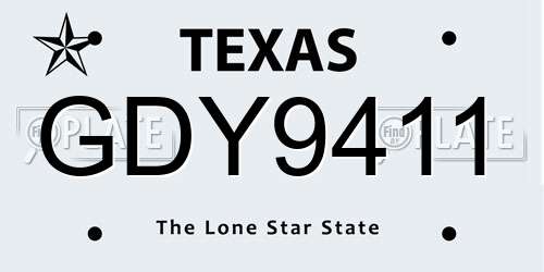 GDY9411 Texas License Plate