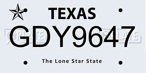 GDY9647 Texas License Plate