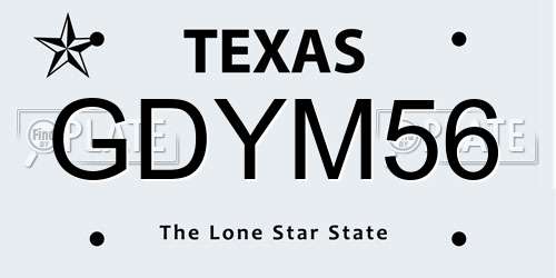 GDYM56 Texas License Plate