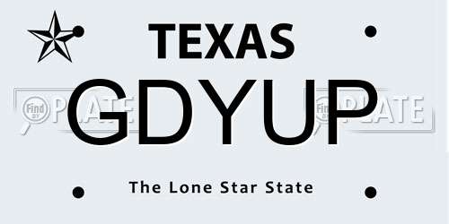 GDYUP Texas License Plate