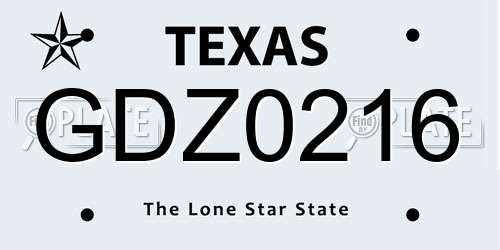 GDZ0216 Texas License Plate