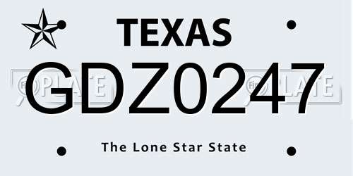 GDZ0247 Texas License Plate
