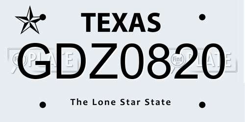 GDZ0820 Texas License Plate