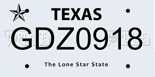 GDZ0918 Texas License Plate