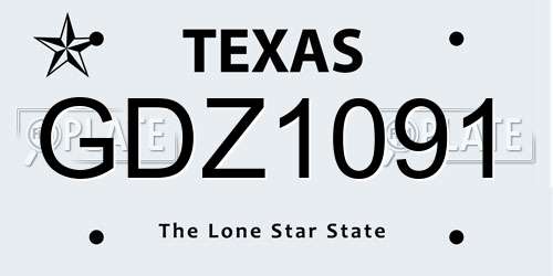 GDZ1091 Texas License Plate