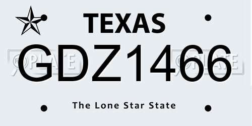 GDZ1466 Texas License Plate