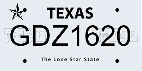 GDZ1620 Texas License Plate