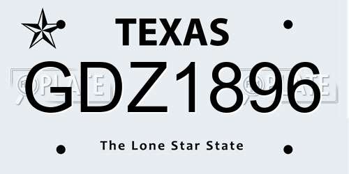 GDZ1896 Texas License Plate