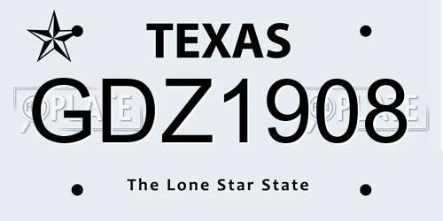 GDZ1908 Texas License Plate