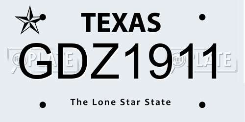 GDZ1911 Texas License Plate