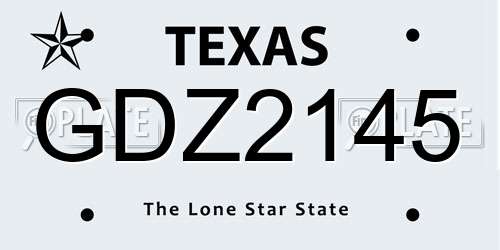 GDZ2145 Texas License Plate