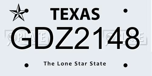 GDZ2148 Texas License Plate