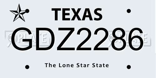 GDZ2286 Texas License Plate
