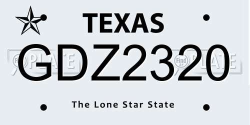 GDZ2320 Texas License Plate