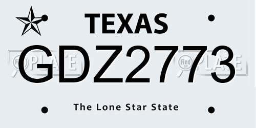 GDZ2773 Texas License Plate