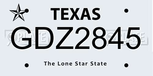 GDZ2845 Texas License Plate