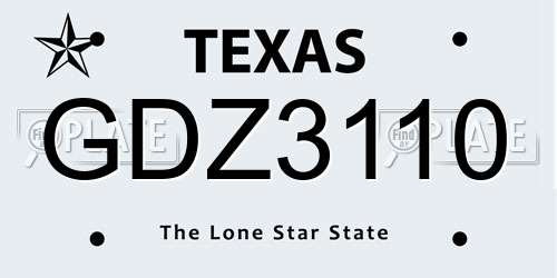 GDZ3110 Texas License Plate