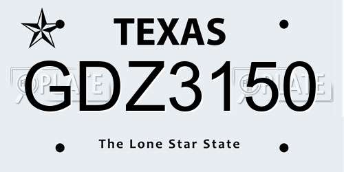 GDZ3150 Texas License Plate