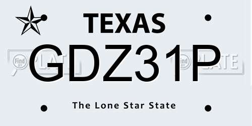 GDZ31P Texas License Plate