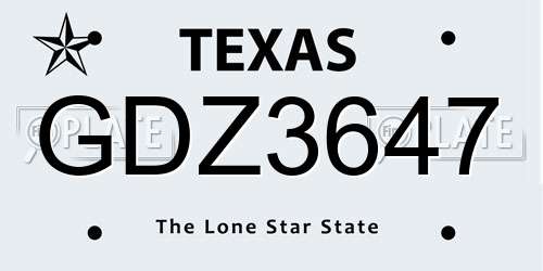 GDZ3647 Texas License Plate