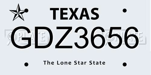 GDZ3656 Texas License Plate