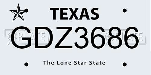 GDZ3686 Texas License Plate