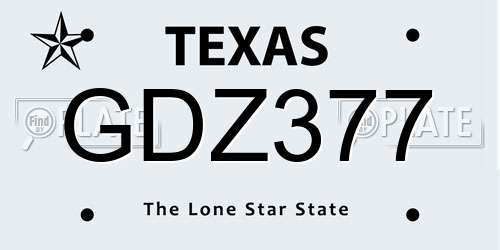 GDZ377 Texas License Plate