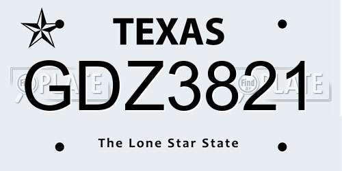 GDZ3821 Texas License Plate