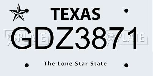 GDZ3871 Texas License Plate