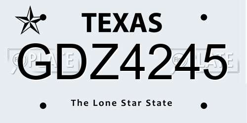 GDZ4245 Texas License Plate