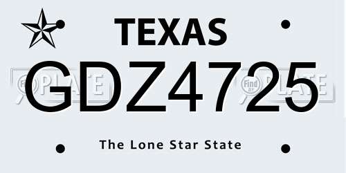 GDZ4725 Texas License Plate